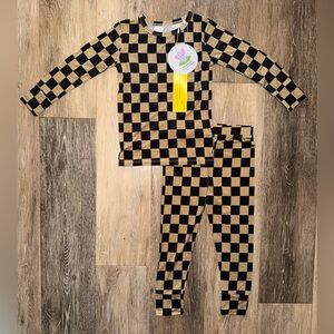 NWT Little Peanuts Bamboo Brown Checks Long Set (SLEEP)